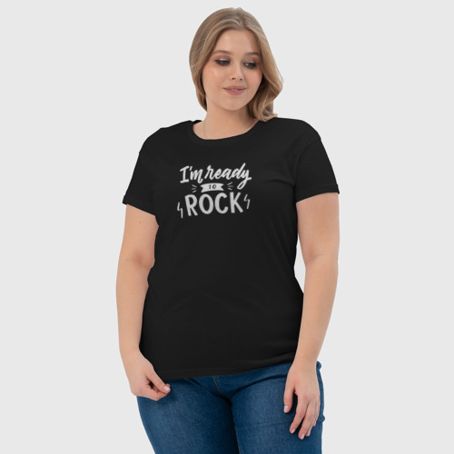 Светящаяся женская футболка I am ready to rock, цвет черный - фото 7