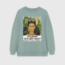 Женский свитшот oversize без начеса хлопок Frida Khalo Icon