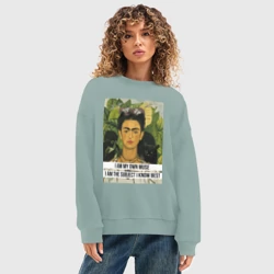 Женский свитшот oversize без начеса хлопок Frida Khalo Icon - фото 2