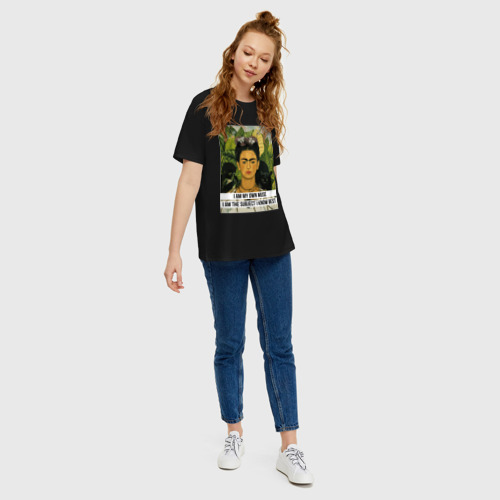 Женская футболка хлопок Oversize Frida Khalo Icon, цвет черный - фото 5