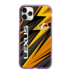 Чехол для iPhone 11 Pro Max матовый Лексус - желтая спортивная абстракция