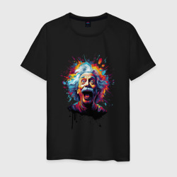Мужская футболка хлопок Эйнштейн с языком в краске