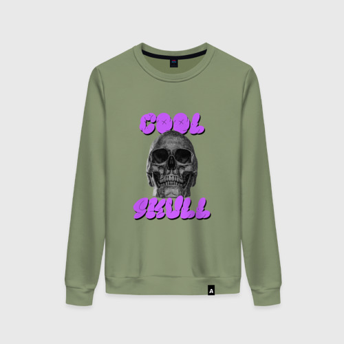 Женский свитшот хлопок Cool Skull, цвет авокадо