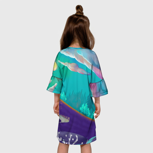Детское платье 3D с принтом Даг Бравлы аниме стиль, вид сзади #2