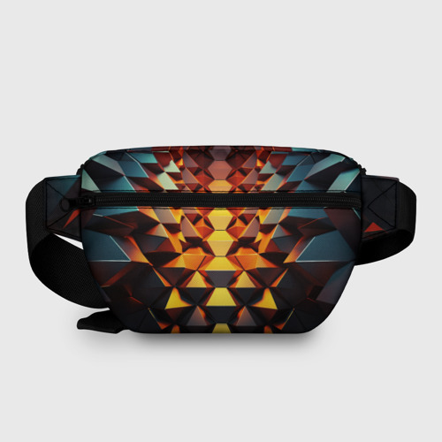 Поясная сумка 3D с принтом Объемные кубы полигон, вид сзади #1