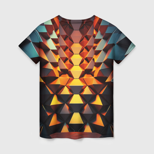 Женская футболка 3D с принтом Объемные кубы полигон, вид сзади #1