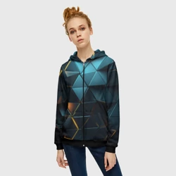 Женская толстовка 3D на молнии Объемные частицы с подсветкой - фото 2