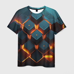 Мужская футболка 3D Объемные кубы со светом