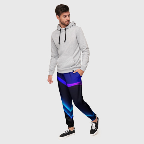 Мужские брюки 3D с принтом Синий градиент - нейросеть, фото на моделе #1