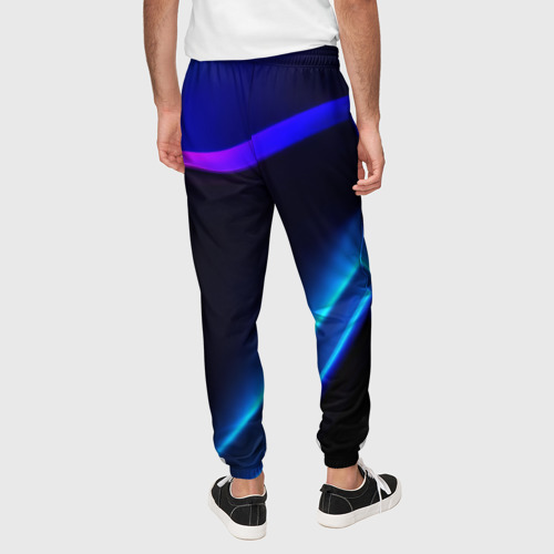 Мужские брюки 3D с принтом Синий градиент - нейросеть, вид сзади #2