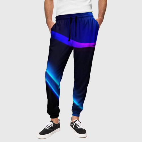 Мужские брюки 3D с принтом Синий градиент - нейросеть, вид сбоку #3