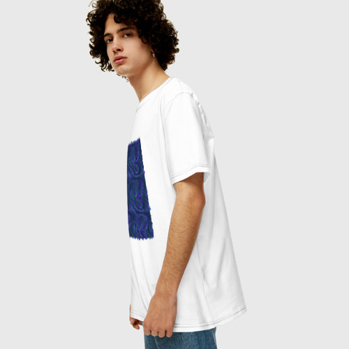Мужская футболка хлопок Oversize Абстракция синий бит, цвет белый - фото 5