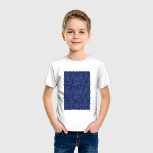 Детская футболка хлопок Абстракция синий бит, цвет белый - фото 3