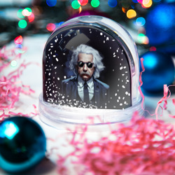 Игрушка Снежный шар Альберт Эйнштейн в черных очках и смокинге - фото 2