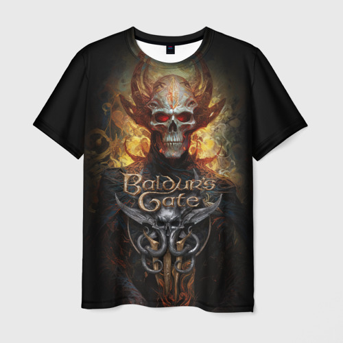 Мужская футболка с принтом Baldurs Gate 3 diablo, вид спереди №1