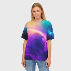 Женская футболка oversize 3D Футболка космическая волна - фото 2