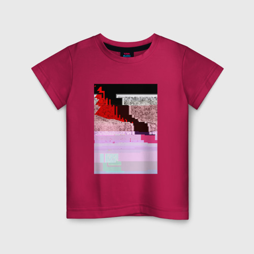 Детская футболка хлопок Abstract glitch, цвет маджента