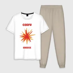 Мужская пижама с белой футболкой хлопок Корфу - Греция