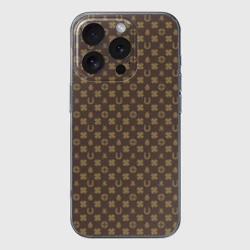 Чехол для iPhone 16 Pro Max силиконовый с защитой камеры Подковы и клевер на удачу паттерн