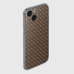 Чехол для iPhone 15 силиконовый с защитой камеры Подковы и клевер на удачу паттерн - фото 2