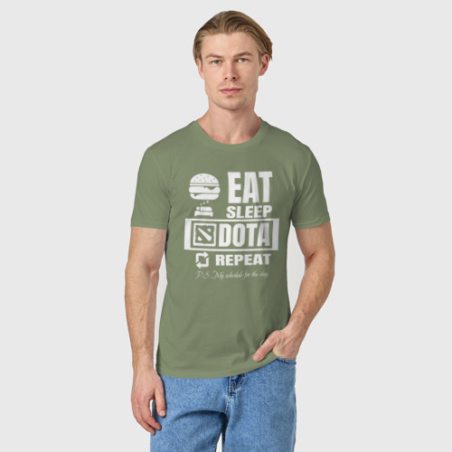 Мужская футболка хлопок Дота 2 на повторе, цвет авокадо - фото 3