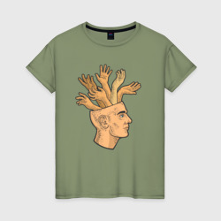 Руки из головы – Женская футболка хлопок с принтом купить со скидкой в -20%