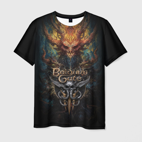 Мужская футболка с принтом Baldurs Gate 3   demon, вид спереди №1