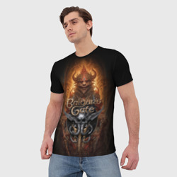 Мужская футболка 3D Baldurs Gate 3 logo  demon - фото 2