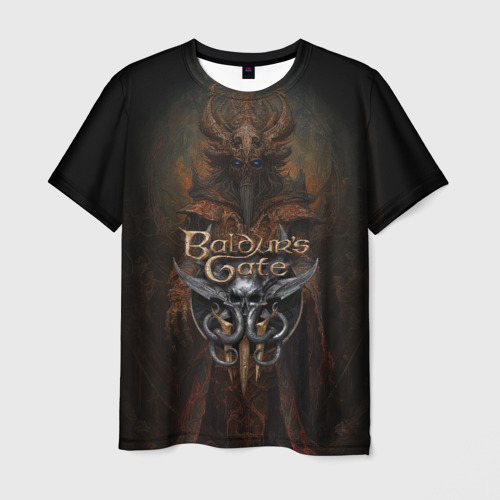 Мужская футболка с принтом Baldurs    Gate 3 logo   demon, вид спереди №1