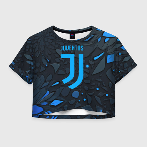 Женская футболка Crop-top 3D Juventus blue logo, цвет 3D печать