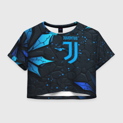 Женская футболка Crop-top 3D Juventus abstract blue logo