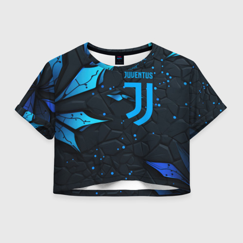 Женская футболка Crop-top 3D Juventus abstract blue logo, цвет 3D печать