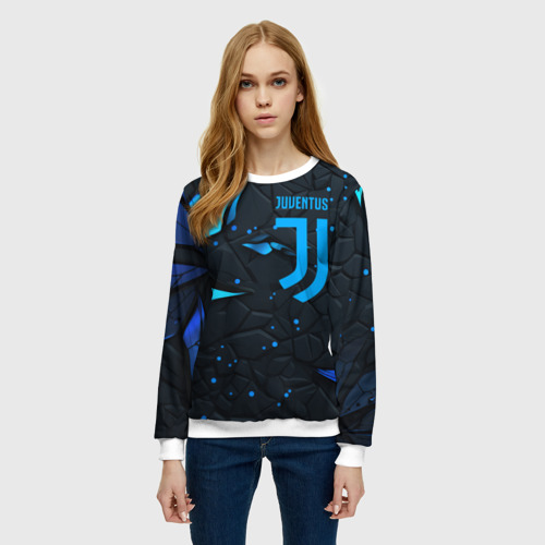 Женский свитшот 3D Juventus abstract blue logo, цвет 3D печать - фото 3