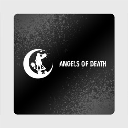Магнит виниловый Квадрат Angels of Death glitch на темном фоне: надпись и символ