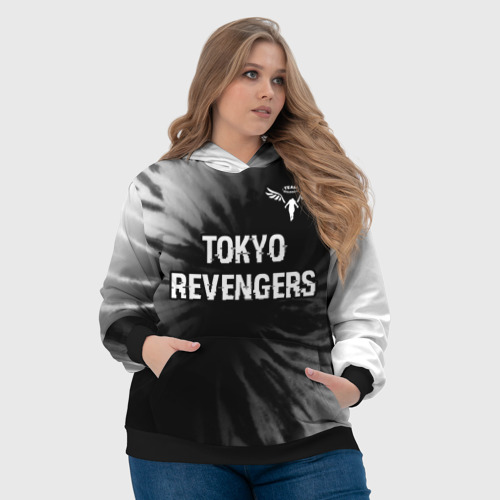 Женская толстовка 3D Tokyo Revengers glitch на темном фоне: символ сверху, цвет 3D печать - фото 6