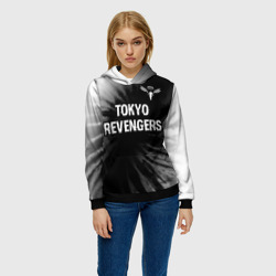 Женская толстовка 3D Tokyo Revengers glitch на темном фоне: символ сверху - фото 2