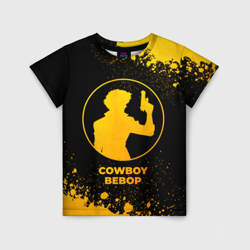 Детская футболка 3D с принтом Cowboy Bebop - gold gradient, вид спереди #2