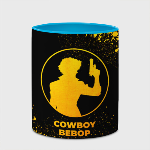 Кружка с полной запечаткой Cowboy Bebop - gold gradient, цвет белый + небесно-голубой - фото 4