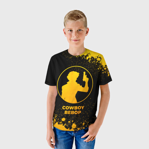 Детская футболка 3D с принтом Cowboy Bebop - gold gradient, фото на моделе #1