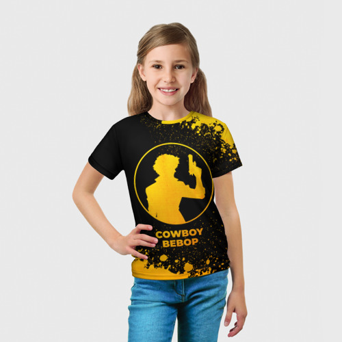 Детская футболка 3D с принтом Cowboy Bebop - gold gradient, вид сбоку #3