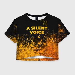 Женская футболка Crop-top 3D A Silent Voice - gold gradient: символ сверху
