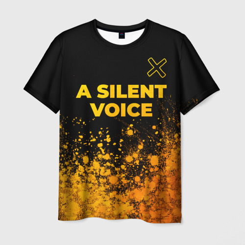 Мужская футболка 3D A Silent Voice - gold gradient: символ сверху, цвет 3D печать