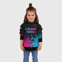 Толстовка с принтом A Silent Voice - neon gradient: символ сверху для ребенка, вид на модели спереди №3. Цвет основы: черный