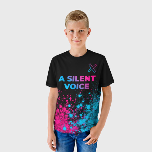 Детская футболка 3D A Silent Voice - neon gradient: символ сверху, цвет 3D печать - фото 3