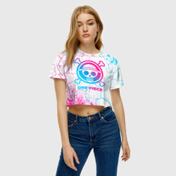 Женская футболка Crop-top 3D One Piece neon gradient style - фото 2