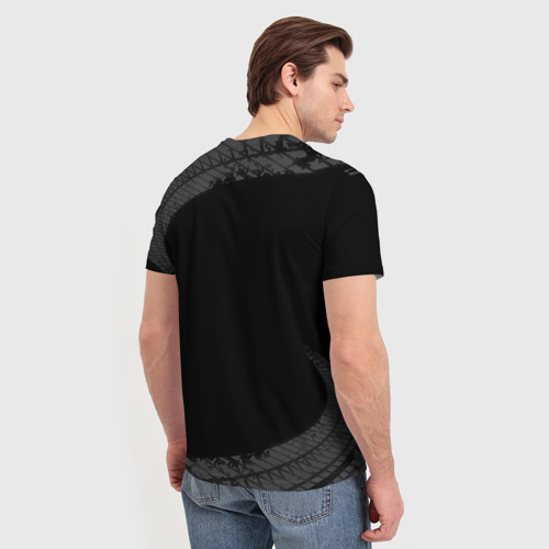 Мужская футболка 3D Fiat Speed на темном фоне со следами шин, цвет 3D печать - фото 4