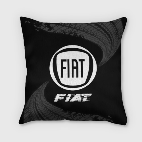 Подушка 3D Fiat Speed на темном фоне со следами шин