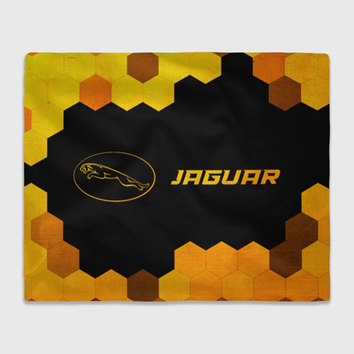 Плед с принтом Jaguar - gold gradient: надпись и символ, вид спереди №1