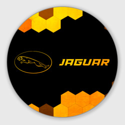 Круглый коврик для мышки Jaguar - gold gradient: надпись и символ