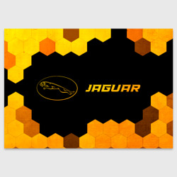 Поздравительная открытка Jaguar - gold gradient: надпись и символ